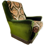 Vintage Mosgroene Fauteuil / Eenzit thumbnail 1