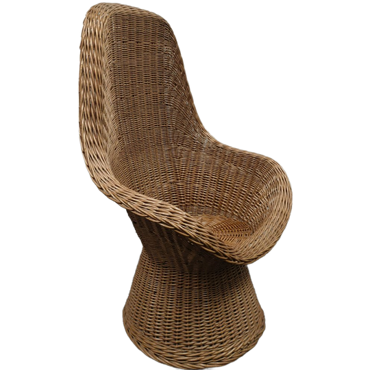 Vintage Wicker Hoge Rieten Kuipstoel 1