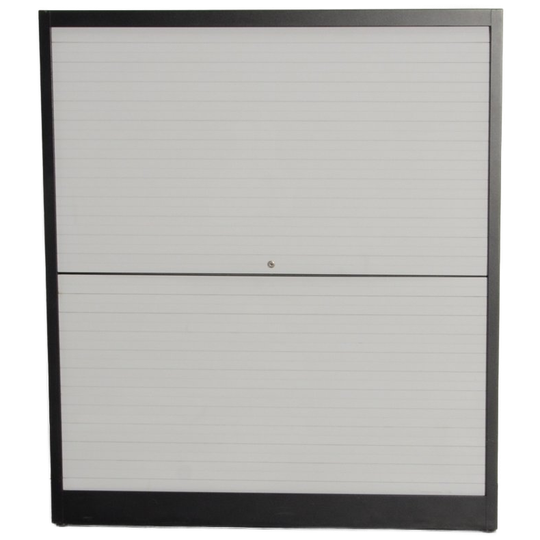 Kinnarps Roldeurkast, Zwart, 138,5 X 120 Cm, Incl, 2 Legborden, Verticale Deuren 1