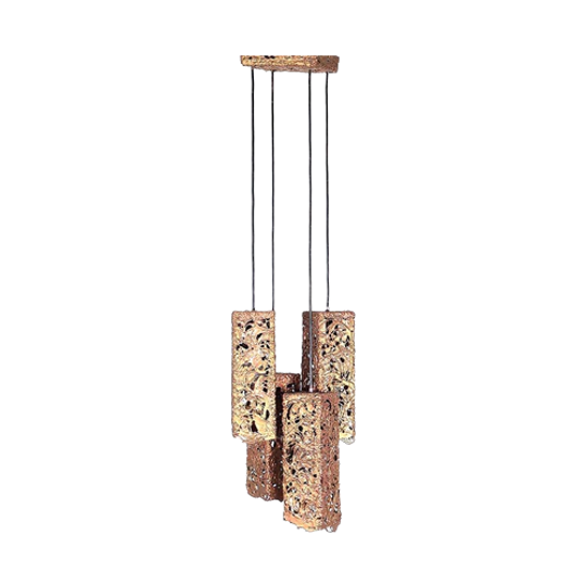 Aimo Tukianen Koperen Cascade Hanglamp, 1970s 1