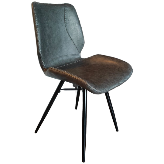 Set Van 6 - Eetkamerstoelen Industrieel Antraciet Pu-kunstleder 1