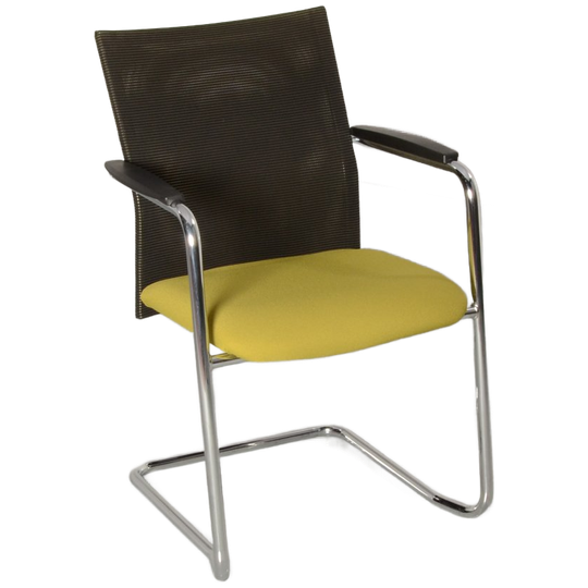 Haworth Comforto D5568 Vergaderstoel, Groen / Mesh, Sledeframe 1