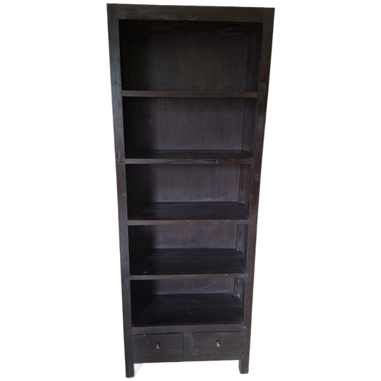 Zwarte Teakhouten Boekenkast Afm, 70x30cm En 190cm Hoog. 1