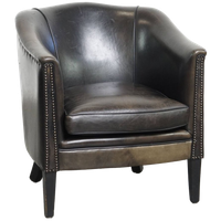Unieke En Subtiele Zwart/ Grijze Schapenleren Clubfauteuil Met Een Mooi Patina