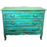 Een Artistieke Blauw Groene Ladekast