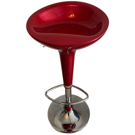 Rode Barkruk Met Chromen Voet 1