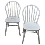 Spijl Stoelen Beukenhout Wit Geschilderd Retro thumbnail 1