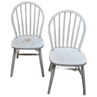 Spijl Stoelen Beukenhout Wit Geschilderd Retro
