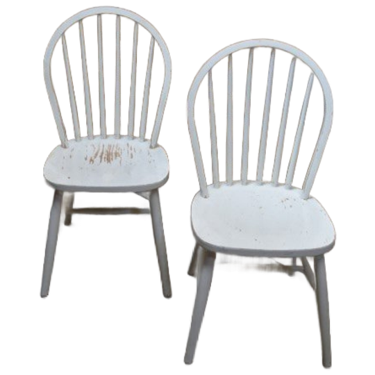 Spijl Stoelen Beukenhout Wit Geschilderd Retro 1
