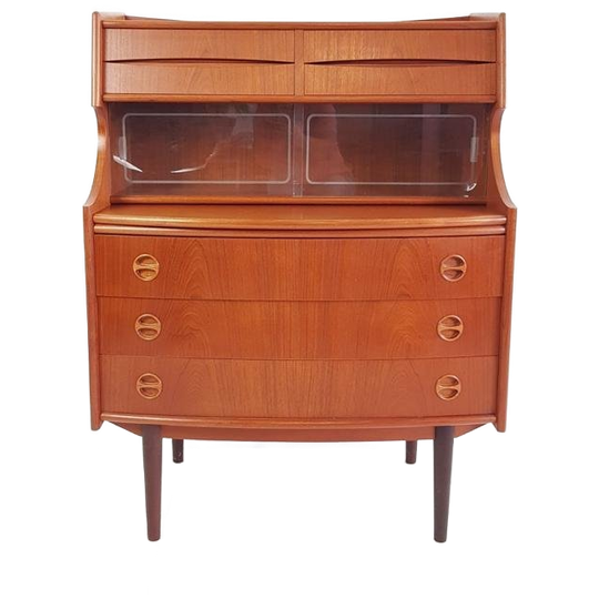Vintage Deense Secretaire Teak Arne Vodder Kast Bureau 1