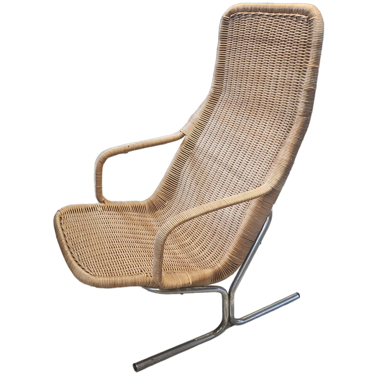 Rotan Fauteuil Van Dirk Van Sliedregt 60's Design. 1