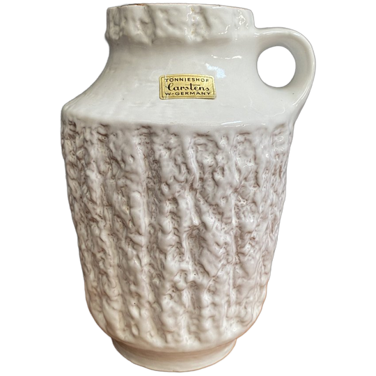 White Fat Lava Vase By Carstens West Germany Model 222-20 1970s 1