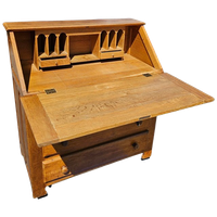 Symmetrical / Solid Oak Desk / Secretaire / Secretary With Drawers