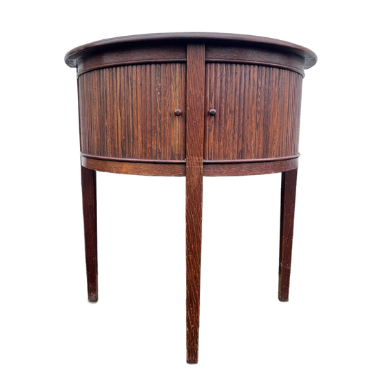 Eiken Half Maantafeltje Met Roldeurtjes, Wandkastje 1