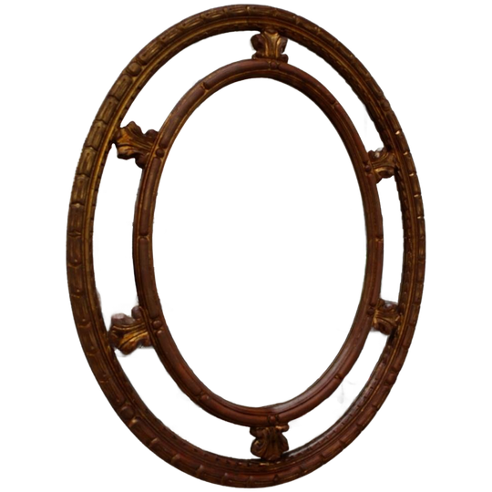 Grote Goudkleurige Vintage Ovale Regency Spiegel Schouwspiegel 08 1
