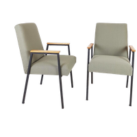 Setprijs!! 2 Vintage Stoelen Groen | Metalen Frame Groen