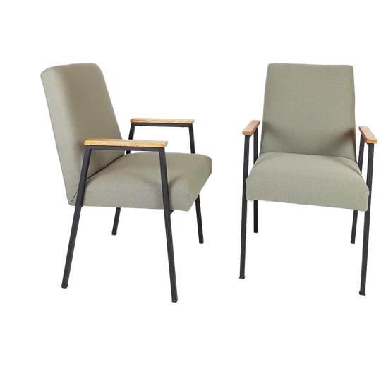 Setprijs!! 2 Vintage Stoelen Groen | Metalen Frame Groen 1