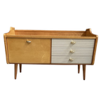 Lowboard, White Skai Fronts On The Drawers 1960S thumbnail 1