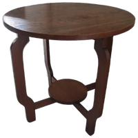 Vintage Bijzettafel Salontafel Rond Bruin Eiken