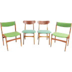 Deense Stoelen | Dining Chairs Danish Green Wool Teak Wood thumbnail 1