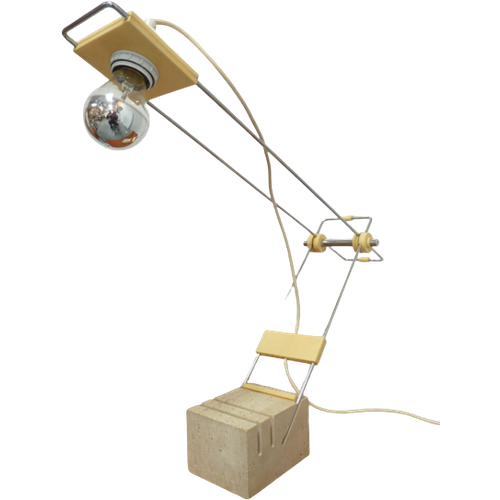 Travertin And Chrome Desk Lamp By Fratelli Manelli