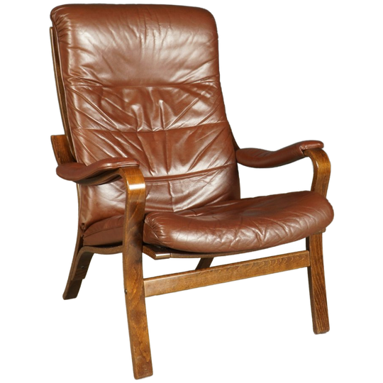 Vintage Deense Fauteuil – Notenhout – Jaren 60 1