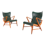 Architectural Swedish Mid-century Modern Armchairs By Axel Larsson, 1950’s thumbnail 1