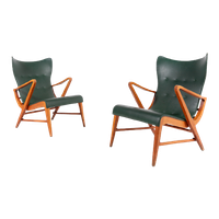 Architectural Swedish Mid-Century Modern Armchairs By Axel Larsson, 1950’S