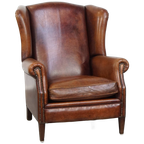 Grote, Royale Schapenleren Oorfauteuil Met Warme Kleuren En Een Prachtig Patina thumbnail 1