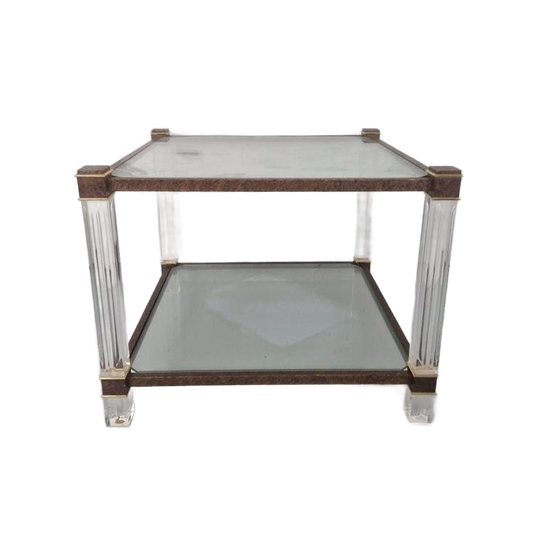 Hollywood Regency Glas En Perspex Bijzettafel Vintage 1