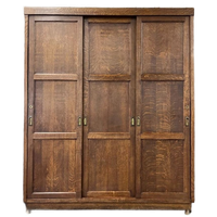 Vintage Industriële Houten Kast Met Schuifdeuren