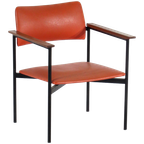 Vintage Fauteuil In Oranje Skaileer Met Houten Armleuningen, Jaren 60 thumbnail 1