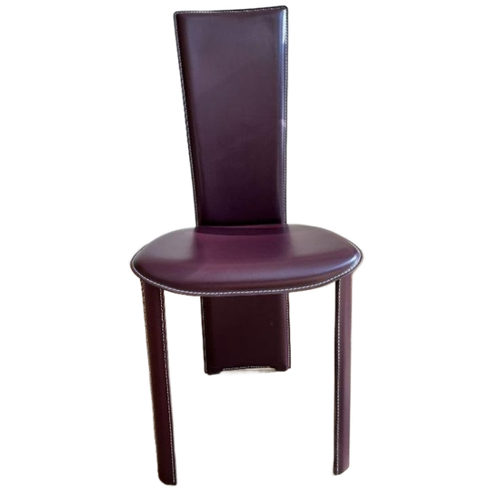 Set Van 4 Frag Italia Eetkamerstoelen – Aubergine Leer 1