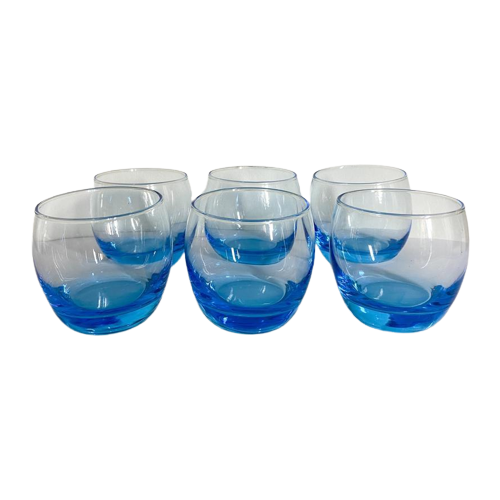 6X Waterglas / Sapglazen Blauw Laag