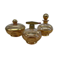 3 Delig Art Deco Kaptafelset Vintage Glas