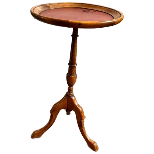 Antieke Guéridon Bijzettafel Wijntafel Met Lederen Inleg 1