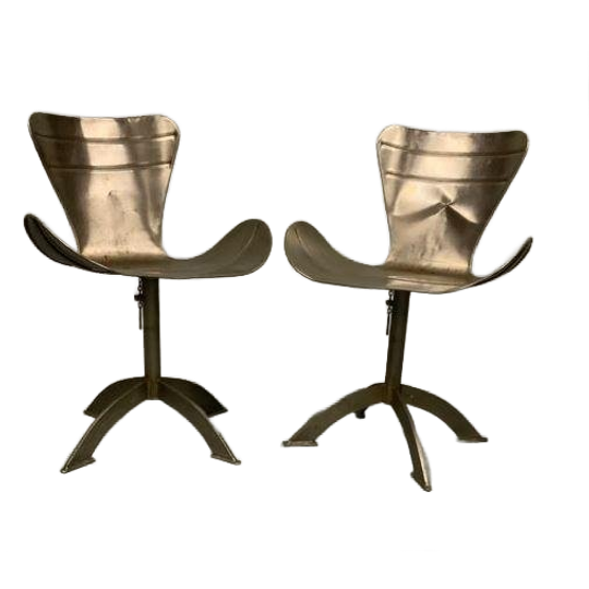 2 Unieke Vintage Super Stoere Stalen Design Stoelen 1