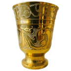 Vintage Zware Oosterse Vijzel Met Gravures Messing thumbnail 1