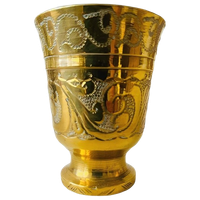 Vintage Zware Oosterse Vijzel Met Gravures Messing