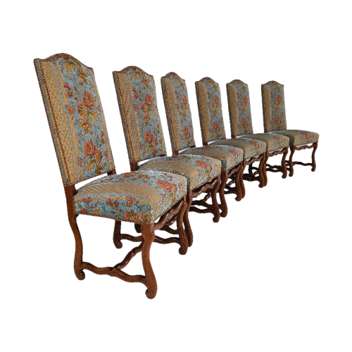 Beech Os De Mouton Tapestry Chairs (Set Of 6)