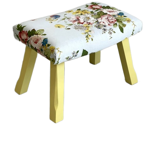 Nieuw Gestoffeerd Voetenbankje Footstool Retro Stof Bloem 1