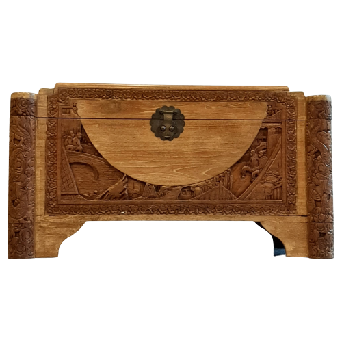 Chinese Carved Camphor Wooden Box