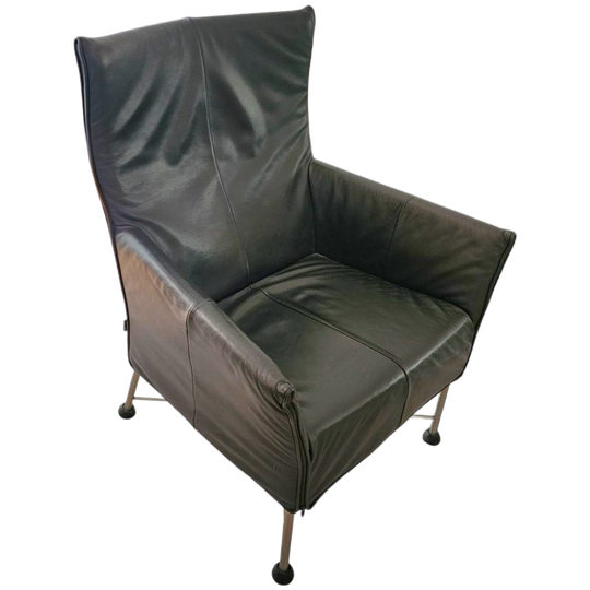 Black Leather Charly Armchair By Gerard Van Den Berg For Montis 1980s 1