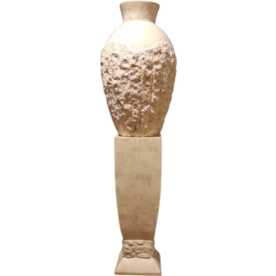 Set Of Pillar And Vase Made From Travertine 1