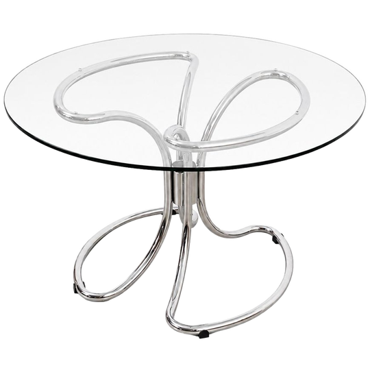 Glazen tafel, Italiaans design, jaren 70, vervaardigd door Gastone Rinaldi 1