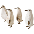 Een Set Van 4 Houten Vogels Messing Vogels Pinquin Vogels thumbnail 1