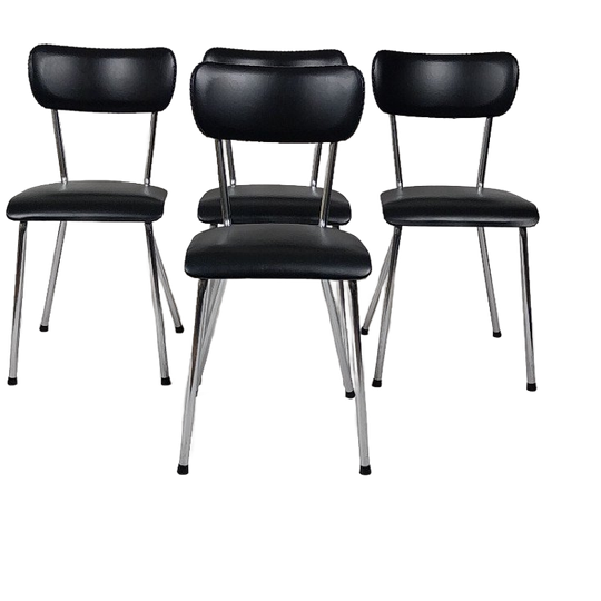 4 X Vintage Stoelen In Skai Leer, Jaren 60 1