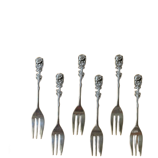 Set Of 6 Vintage Silver Plated Cake Forks 1