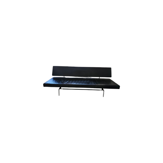 Martin Visser Br 02.7 / Sofa Bed / ‘t Spectrum / 1980s / Black Leather / Red Cushion 1