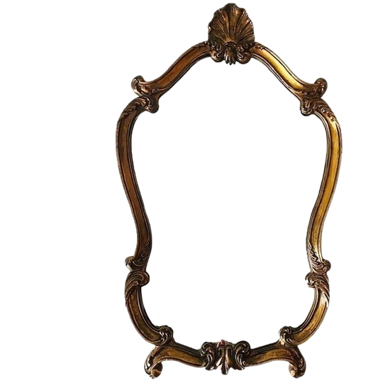 Vintage Barok Mid-century Gouden Xl Kuifspiegel Bladgoud 1950’s 1